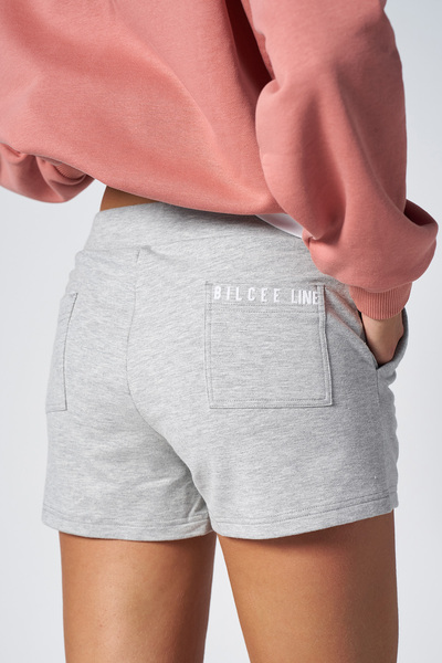 bilcee Women's Gray Melange Drawstring Organic Cotton Short Fit Sports Shorts 0665