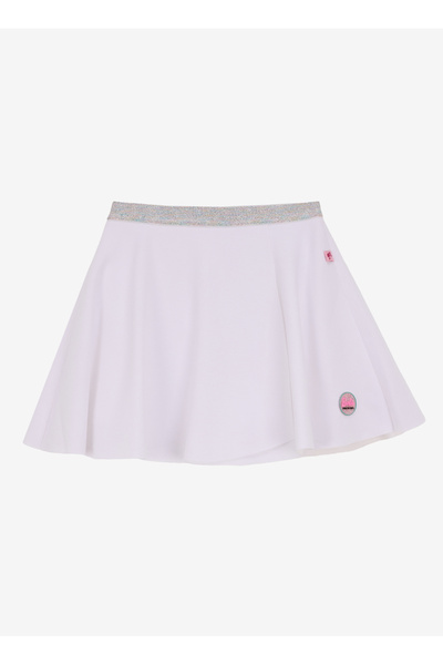 Barbie Lastikli Bel Standart Beyaz Düz Kısa Kız Çocuk Etek BRB5SG-ETK6413