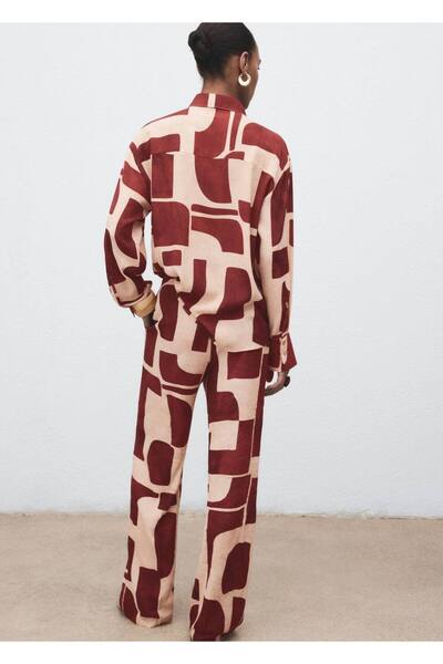 MANGO Woman Geometrik desenli dökümlü pantolon