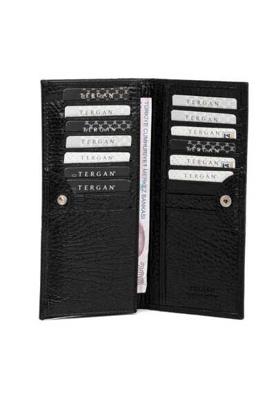 Tergan Μαύρο ανδρικό πορτοφόλι από γνήσιο δέρμα - S1CE00001619-P2Y