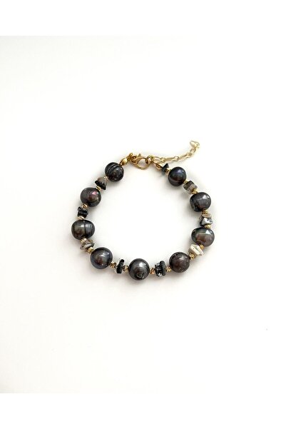 eyla collection Sinci Siyah Hakiki İnci Bileklik