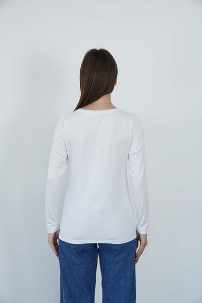 penyebizden Women's Crew Neck Viscose Lycra Long Sleeve T-Shirt-white