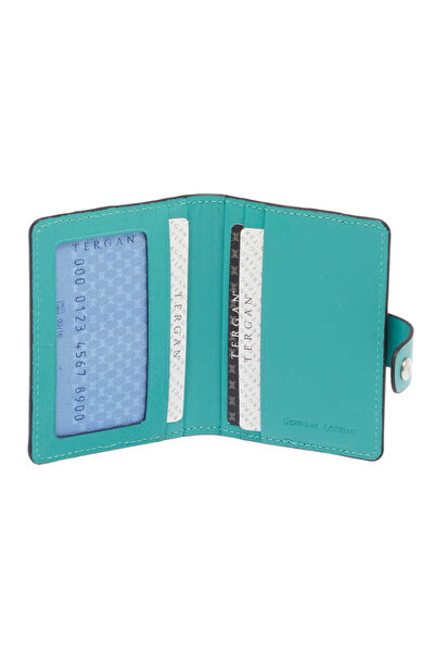Tergan Turquoise Genuine Leather Unisex Credit Card Holder - S1Kk00001653-H2C