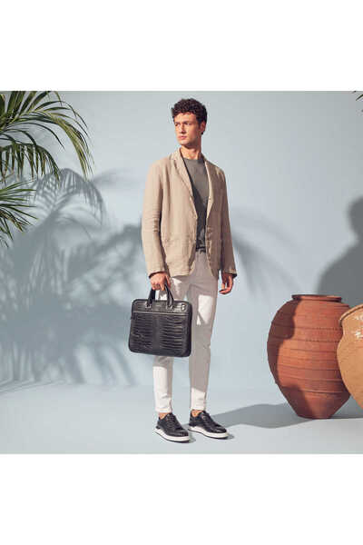 Tergan Siyah Hakiki Deri Erkek Laptop Çantası - S1LC00021111-A63