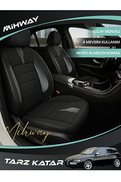 Mihway غطاء مقعد BETELGEUSE باللون الأسود من سلسلة ALFA Romeo 147، مجموعة كاملة