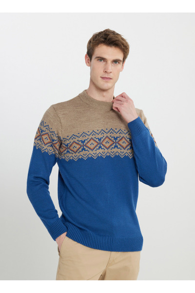 ALTINYILDIZ CLASSICS Altınyıldız Classics Yarım Balıkçı Yaka Standart Bej Melanj Erkek Kazak 4A4923100208_BHM