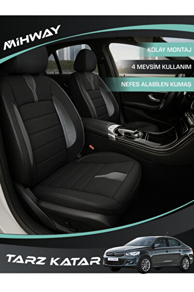 Mihway غطاء مقعد سيارة سيتروين سي إليزيه من سلسلة بيتيلجوس الأسود، طقم كامل
