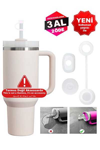 Stanley Quencher 1,18 Straw Thermos Compatible 1 Set 3 Piece Transparent Leakproof Set Accessory