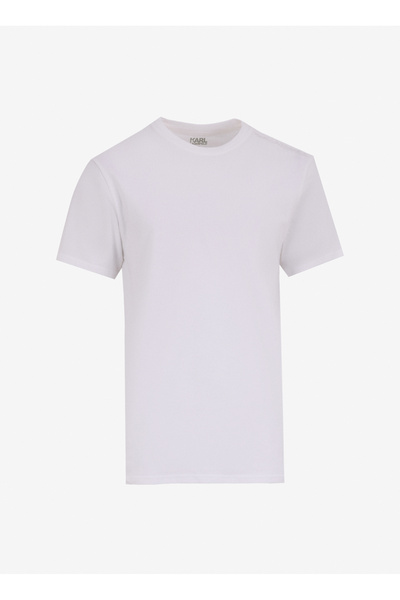 Karl Lagerfeld Bisiklet Yaka Düz Siyah - Beyaz Erkek T-Shirt 240M2100998