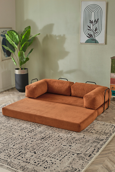 Dekoport Tiny 80x160 Kanepe Oyun Koltuğu Sinema Koltuğu Yatak Olabilen Fitilli Kadife 50 DNS BONDEX