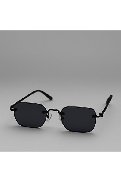La sauvagine Shadow Black Unisex Rimless Sunglasses + Special Suede Case