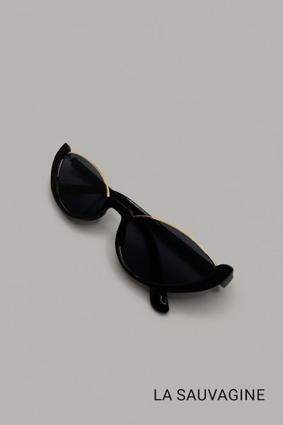 La sauvagine Women's Black Gold Detailed Cat Eye Sunglasses - Uv400