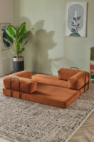 Dekoport Comfort Kanepe Yatak Olabilen Fitilli Kadife Yıkanır Silinir Aktivite Koltuğu90x180 cm 50 DNS BONDEX