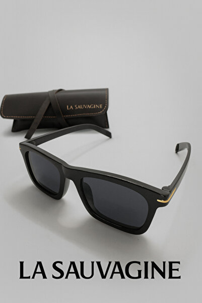 La sauvagine Noir Classic Black Square Sunglasses
