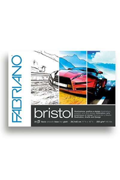 Fabriano فابريانو هونسيل بريستول 19002942 وسادة DIN A3 250 جم/م² 20 ورقة سطح ناعم للغاية مقاوم للمسح للغاية