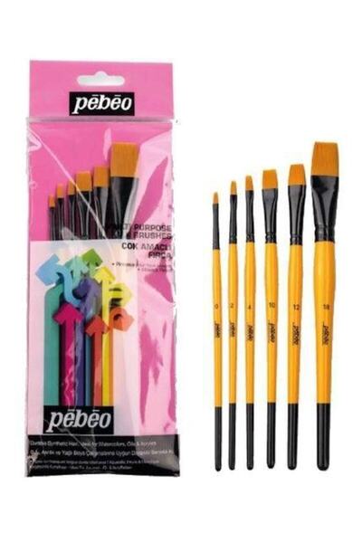Pebeo Fırça Seti Düz Kesik Kısa Saplı No:0-2-4-10-12-18 6 Lı Fırça Seti