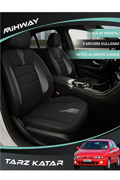 Mihway غطاء مقعد سيارة فيات برافا من سلسلة BETELGEUSE باللون الأسود، مجموعة ك...