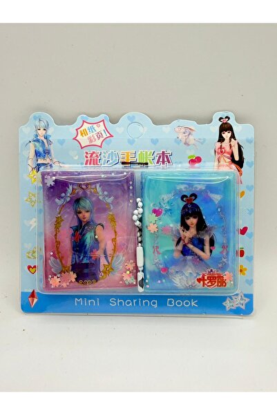 KATREMİA 2 X 24 Pages Water Glitter Cover Cute Girl Sticker Notebook 6X3 cm