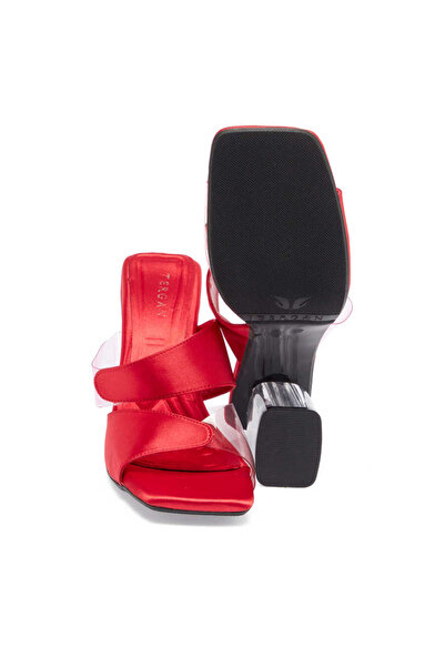 Tergan Kırmızı Vegan-Tekstil Kadın Terlik - K24Y1TR67427-A11