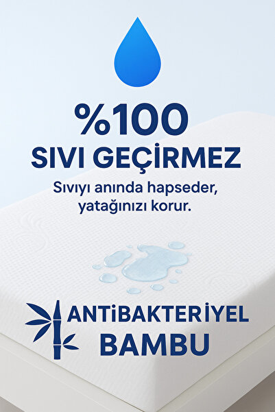 ÇIQRIK HOME Lüx Organik %100 Bambu/Bamboo Üst Kumaşlı Sıvı Geçirmez Yatak Alezi-Nefes Alır-Ses Yapmaz,