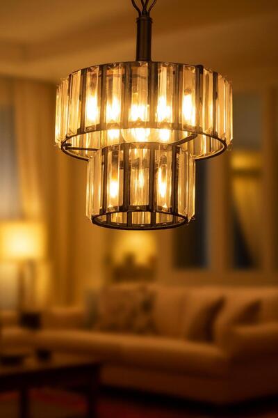 VENON Aydınlatma Bert Tekli Mat Siyah Kt Avize Kristal Taşlı Sarkıt Avize Sar...