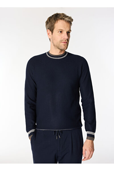 SSEINSE Bisiklet Yaka Slim Fit Lacivert Erkek Kazak MI2802SS