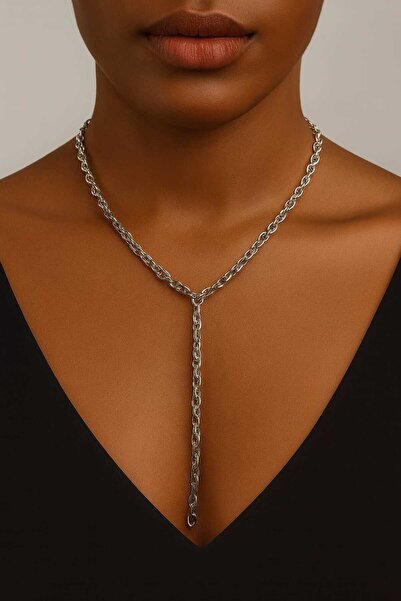 Ralp Moda قلادة على شكل حرف Y بسلسلة فضية اللون من BURGULU