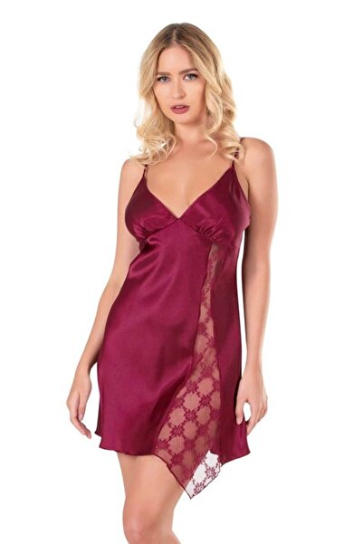 Aria's Closet Arias Closet Bordo Kısa Saten Gecelik