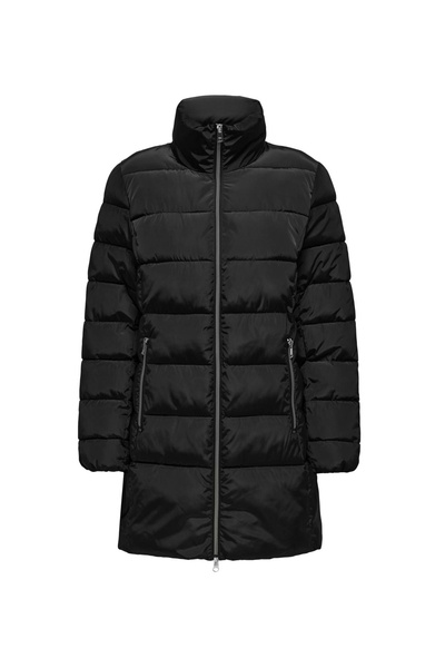 ONLY Siyah Kadın Kaban ONLNEWLINA PUFFER ZIP COAT OTW KTA