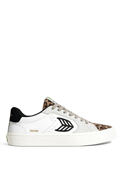 Cariuma 411301W85W - SALVAS Leather Leopard Beyaz - Çok Renkli Deri Kadın Gün...