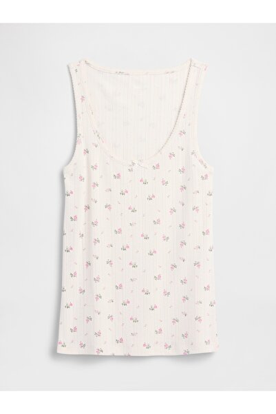 GAP Kadın Çiçek Desenli Pointelle Scoopneck Tank Pijama Üstü