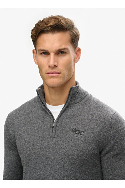 SUPERDRY Bisiklet Yaka Normal Gri Erkek Kazak M6110640AXUC_ESSENTIAL EMB KNIT HAL