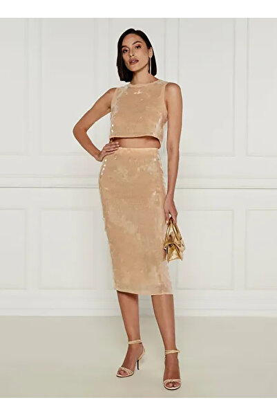Patrizia Pepe Yüksek Bel Bej Kadın Uzun Etek 8G0413
