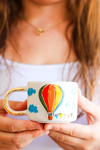 Özce Art Ceramic Atelier Kapadokya Serisi 24k Altın Detaylı 200 Balon Mug