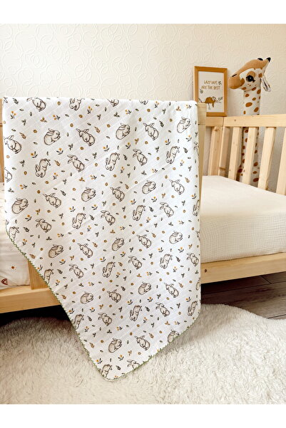 Cloudy بطانية موسلين مقاس 16 أرنب مقاس 80x90 سم - لحديثي الولادة وبطانية وقماش