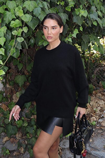 Madmext Black Crew Neck Women's Knitwear Sweater Mg2494