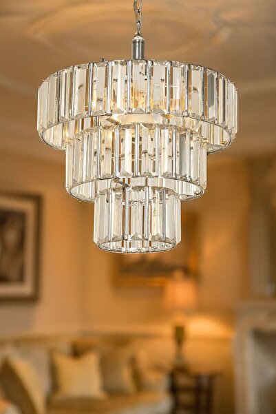 VENON Aydınlatma Bert 3+1 Li Krom Kt Avize Kristal Taşlı Krom Avize ORİJİNAL ...