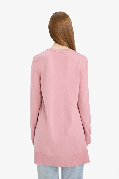 DeFacto Regular Fit Bisiklet Yaka Yırtmaçlı Basic Düz Triko Kazak Tunik H3431AZ25WN