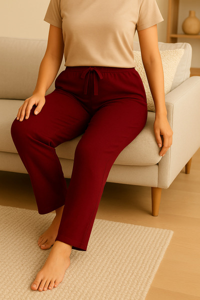 MyBen Bordo Tek Alt Pijama