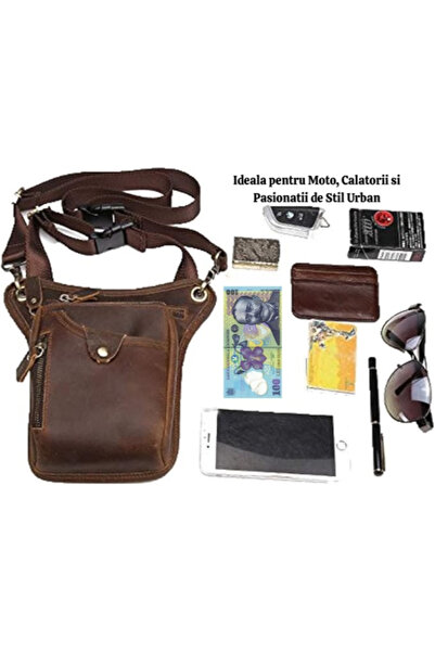 OEM Geanta de Picior din Piele Naturala, Unisex, cu Curea Reglabila