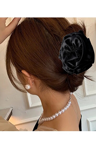 CAŞ DEKORASYON Μαύρο χρώμα τριαντάφυλλο με λεπτομέρεια πόρπη με μανταλάκι