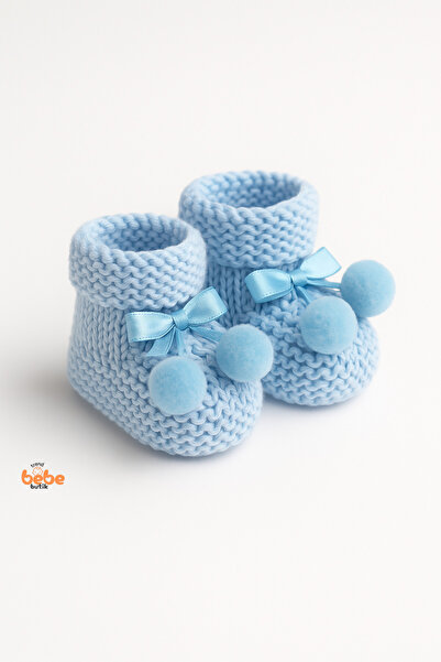 Trend Bebe Butik Kız Erkek Bebek Triko Patik – Ponponlu Fiyonklu Örgü Bebek Patik Çorap 1 Yaş Bebek Patiği