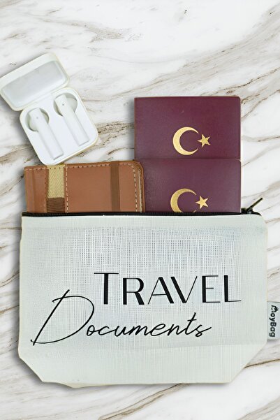 MoyBag Baskılı Ham Bez Kese Pamuk Pasaport Belge Bavul Düzenleyici Organizer ...