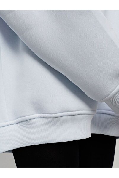 COMBİNE MİCHAİL Kadın Bisiklet Yaka İçi Şardonlu, Kışlık Yumuşak Bol Sweatshirt EKRU