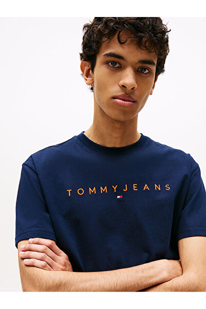 Tommy Hilfiger Men's Brand Logo Organic Cotton Crew Neck Suitable for Daily Use 1Navy Blue1