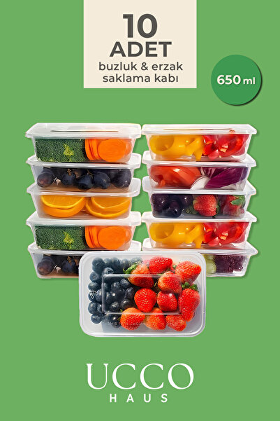 UCCO 10 Pieces 650ml Economical Freezer & Microwave Leakproof Storage Container Set Freezer Organizer