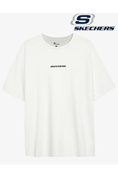 SKECHERS М Графична тениска с голям размер S232404 - Мъжка тениска БЯЛА