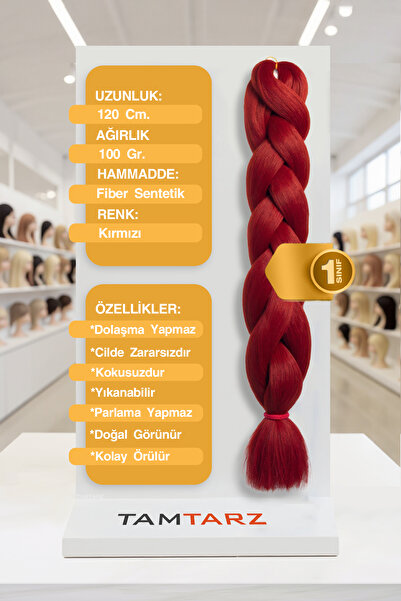 TAM TARZ Afrika Örgüsü Rasta Ve Box Braid için Fiber Sentetik Saç (Renk Kodu Red) Kırmızı