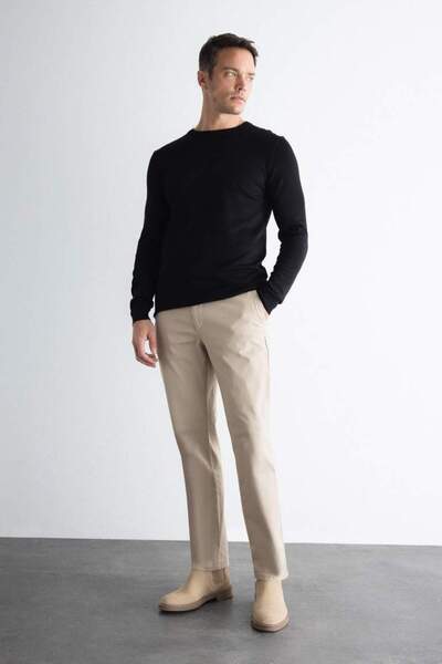 DeFacto Winter Canvas Chino Pants Regular Fit 4 Pockets Cotton Stretch Straight Leg C9440Ax24Au