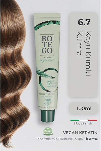 botegohair Organica Organik Saç Boyası - 6.7 Koyu Kumlu Kumral 100 ml - Amony...